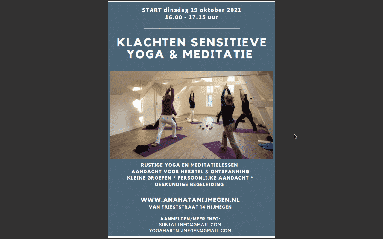 Klachten sensitieve yoga Yogahart Nijmegen